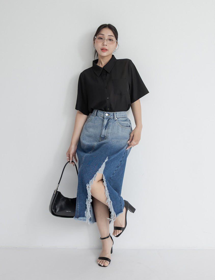 MISS. Silky Cool Classic Morandi Plus Size Shirt