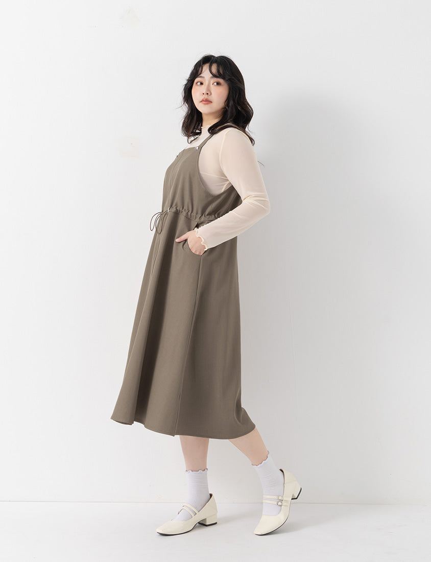 Adjustable Heart Button Strap Plus Size Maxi Dress