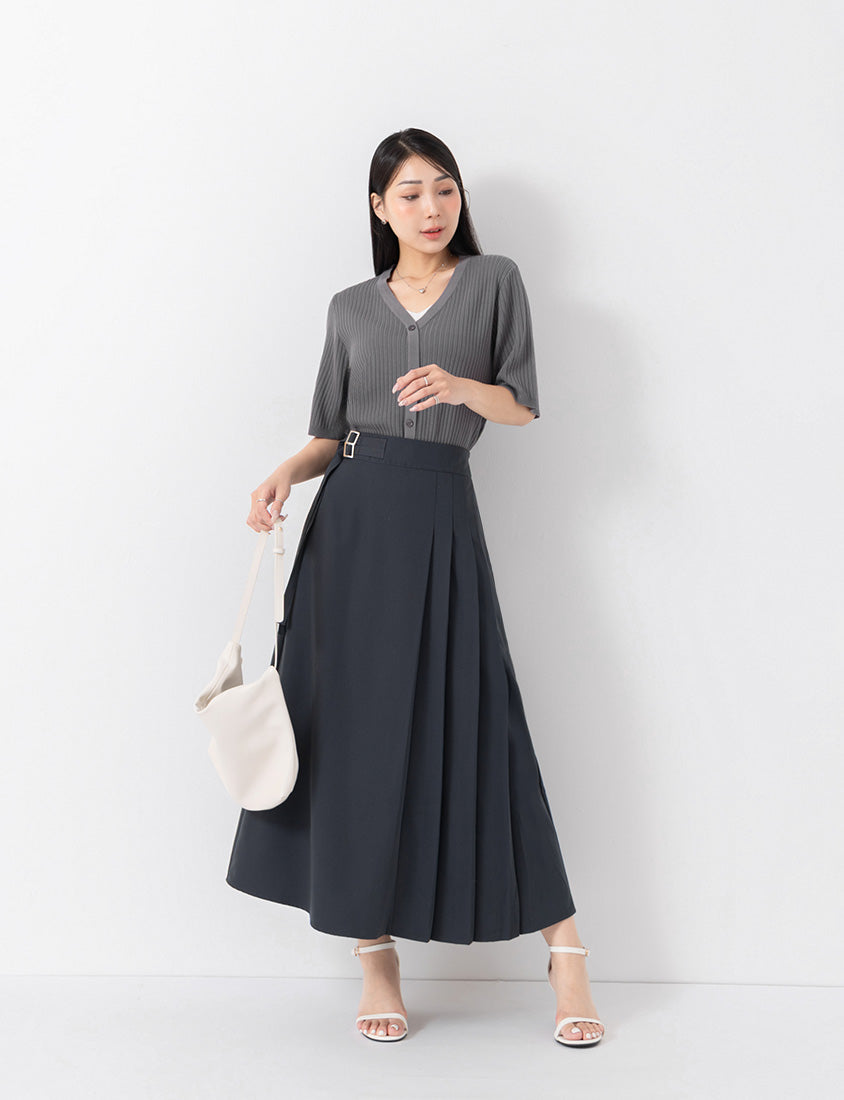 MISS. Minimal Faux Two-Piece Button-Front Knit Plus Size Top