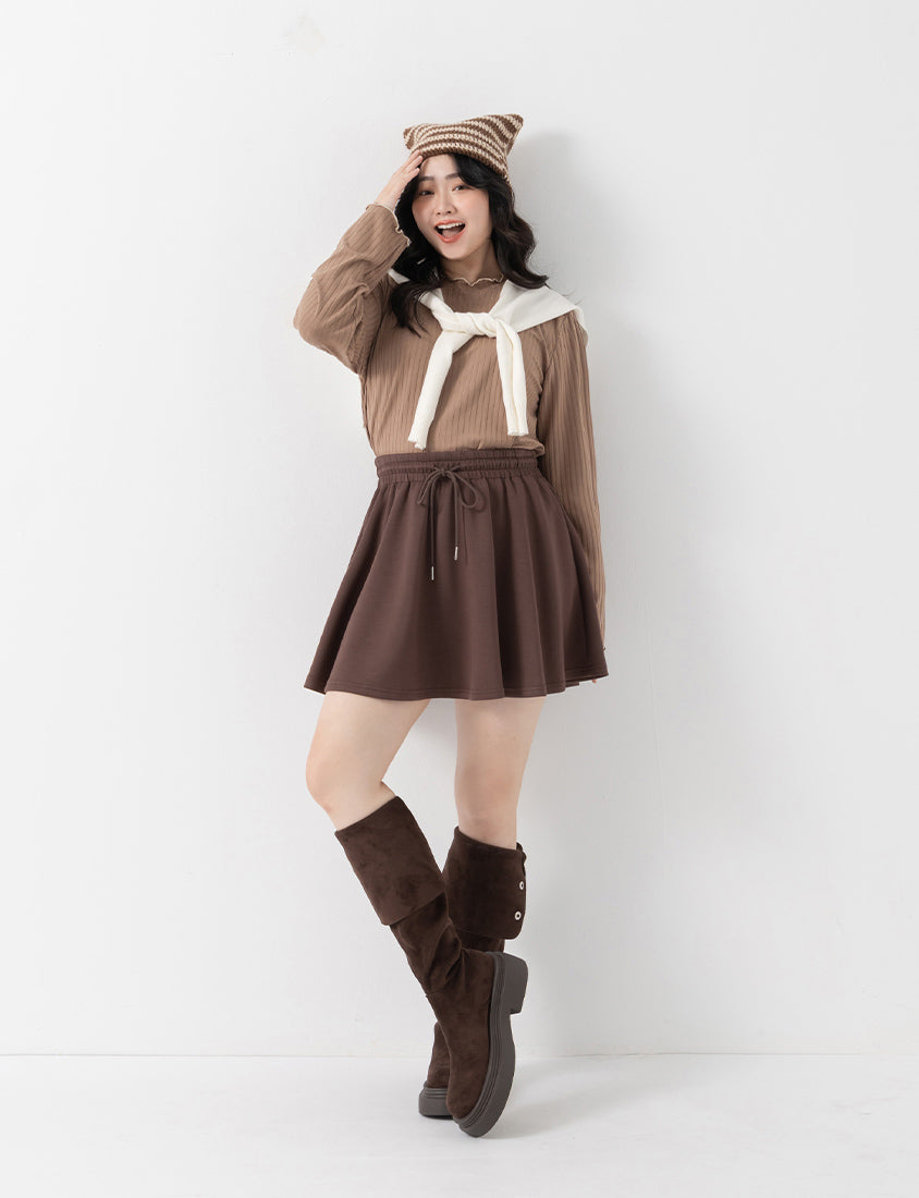 QQ Yogurt Touch Cotton Comfy A-Line Plus Size Mini Skirt