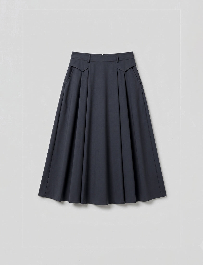 MISS. Slim Fit Tailored Pleated A-Line Plus Size Maxi Skirt
