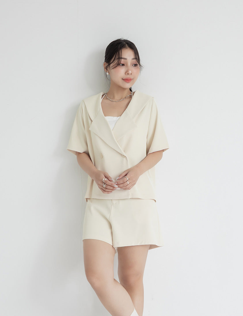 MISS. Silky Cooling Sailor Collar Plus Size Blazer