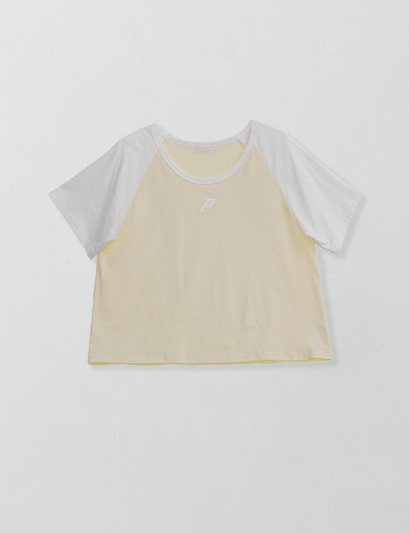 Casual Raglan Contrast Sleeve Plus Size Tee