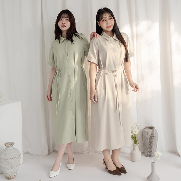 MISS. Minimal Shirt Plus Size Maxi Dress (With Belt)