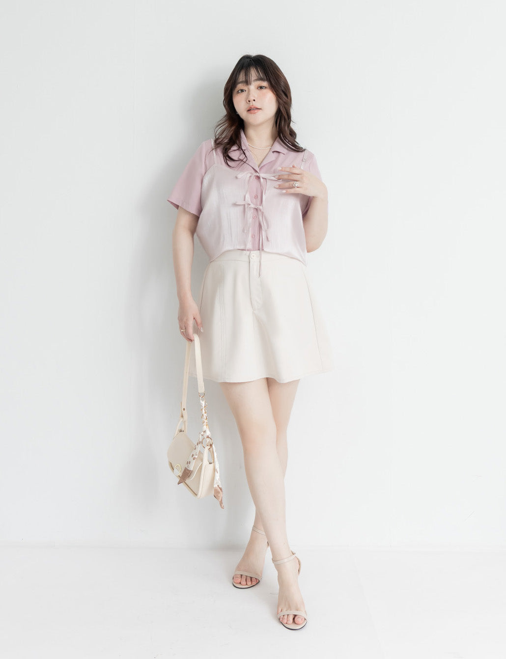 MISS. Minimal Textured Cuban Collar Plus Size Shirt