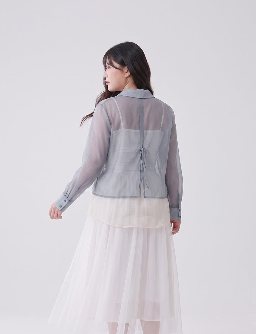 MISS. Japanese-Inspired Ethereal Sheer Layered Plus Size Shirt