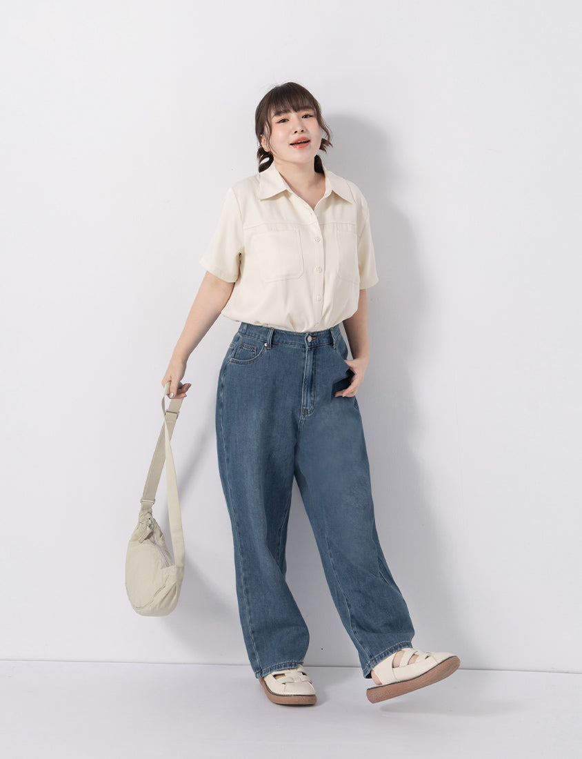 Apple-Shaped Friendly! Perfect Fit Slim Straight Cropped Plus Size Jeans