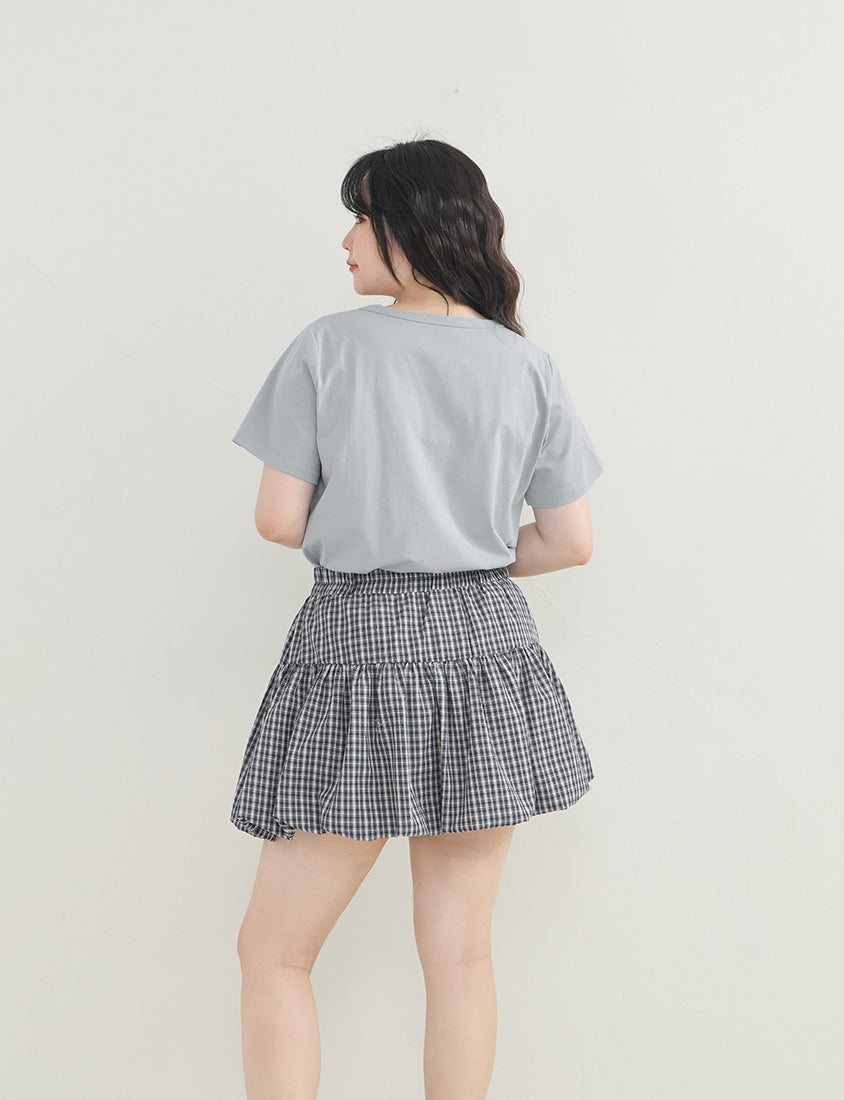 Playful Plaid Balloon Plus Size Mini Skirt