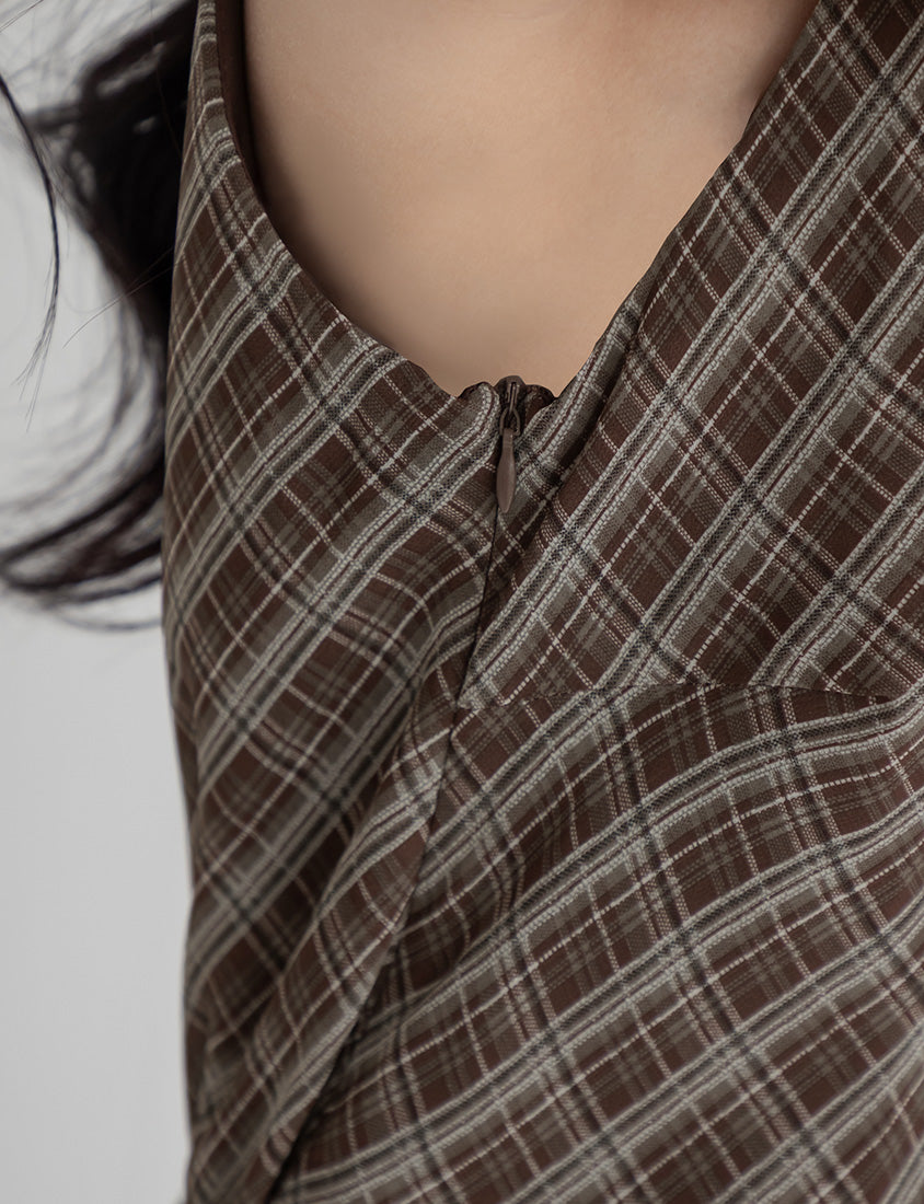 MUA! Asymmetrical Hem Plaid Plus Size Cami Dress