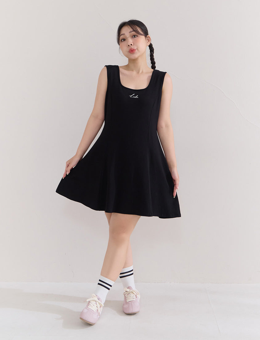 Embroidered Elastic Waist Plus Size Mini Dress