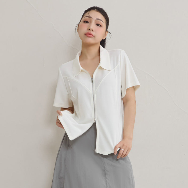 Instant Cool Cloud Cotton Double Zip Plus Size Shirt