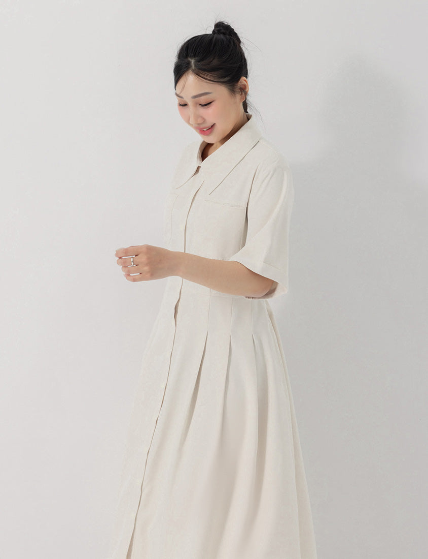 Vintage Japanese Style Button-Up Collar Plus Size Maxi Dress