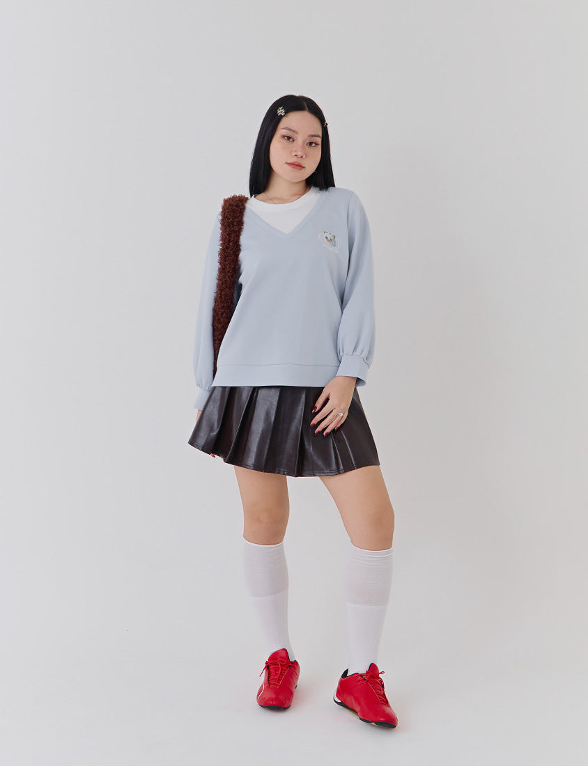 Snowball Cover Cat Faux Layered Plus Size Cloud Cotton Top (Unisex) (MIND.A.DAY Collaboration)