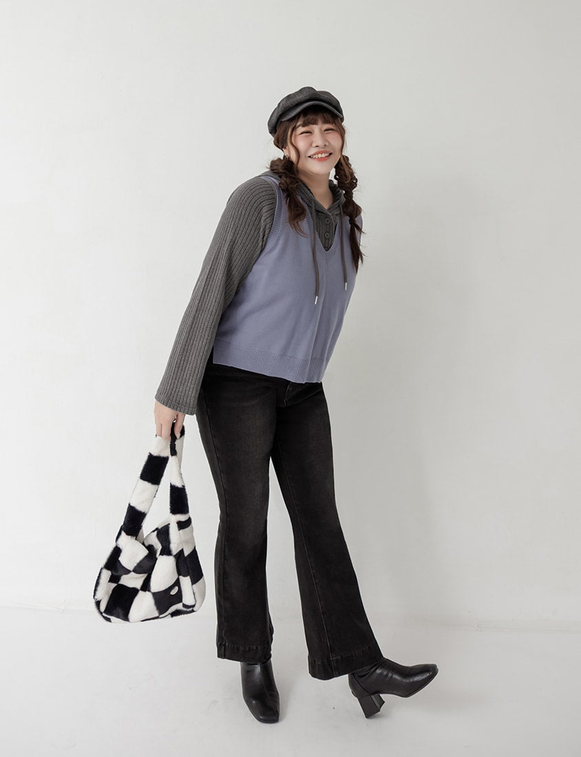 Layer Essential V-Neck Back Tie Plus Size Knit Vest