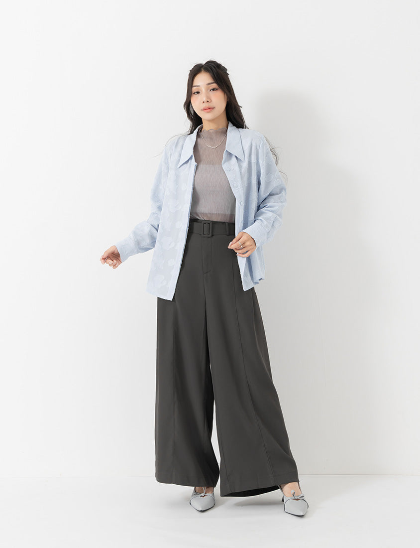 MISS. Japanese-Inspired Lace Sheer Jacquard Plus Size Shirt