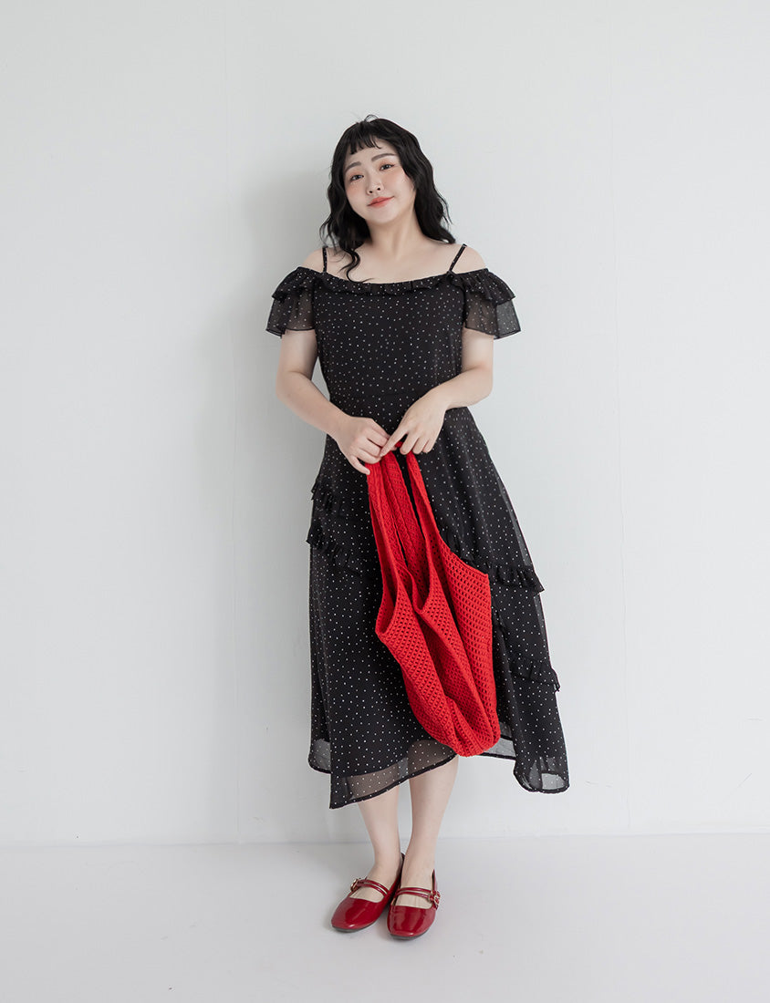 Heart Print Off-Shoulder Plus Size Cami Maxi Dress
