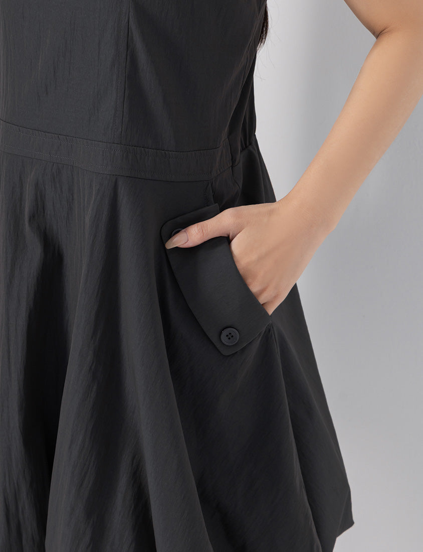 Cute Bubble Hem Adjustable Strap Plus Size Mini Dress