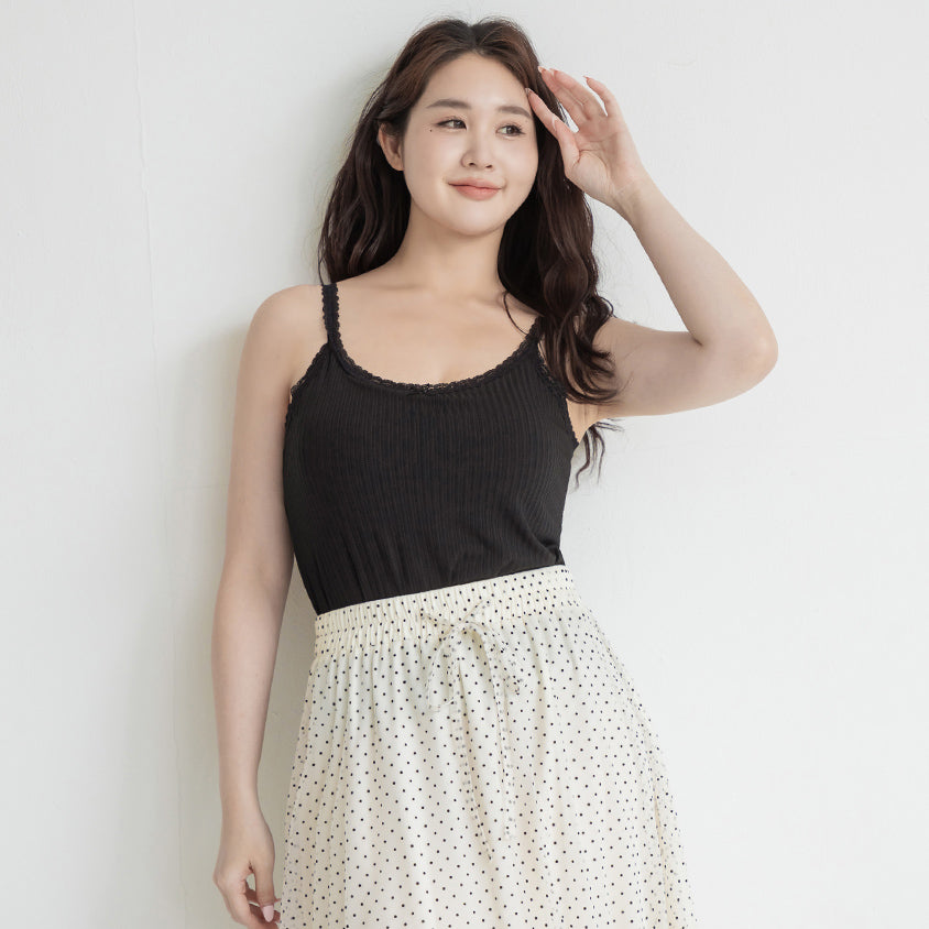 POBRA Cute Lace-Trimmed Ribbed Padded Plus Size Bra Top