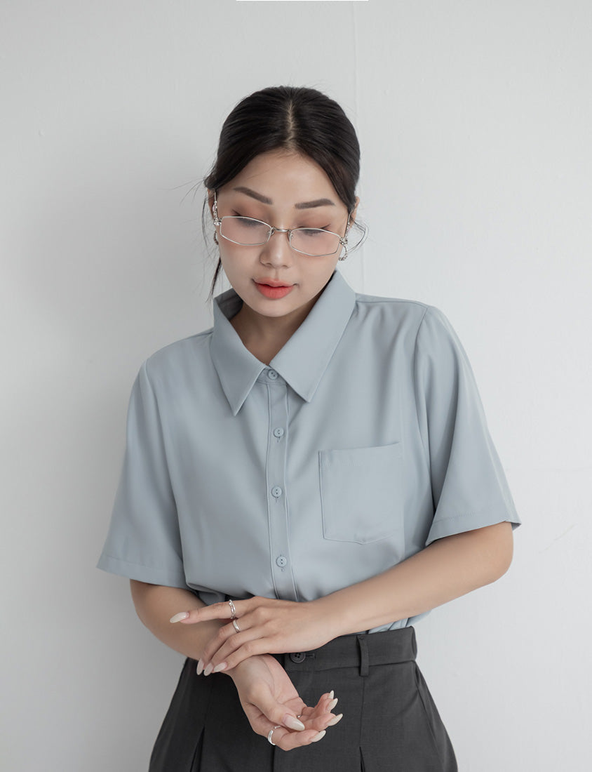 MISS. Silky Cool Classic Morandi Plus Size Shirt