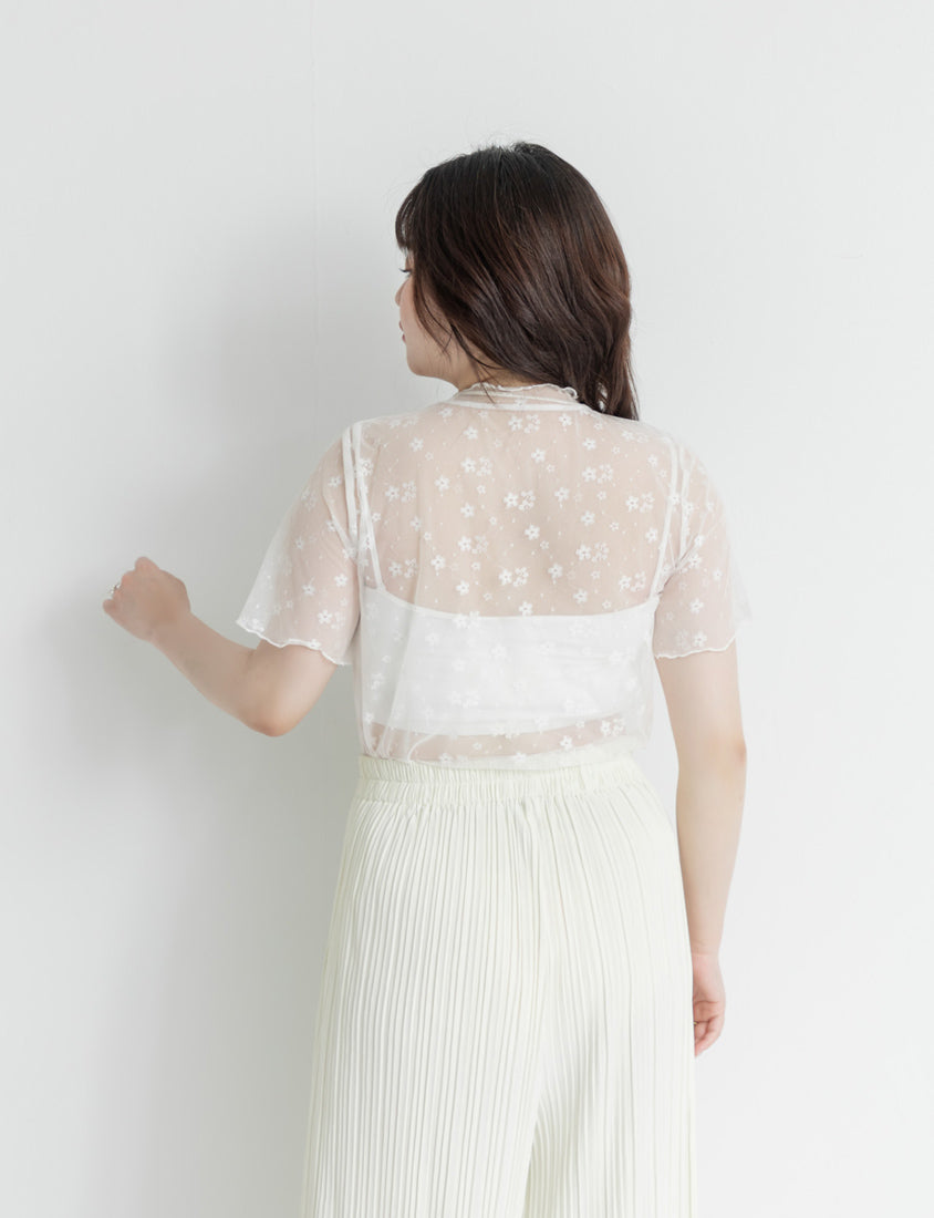MISS. Sheer Floral Lace Plus Size Top