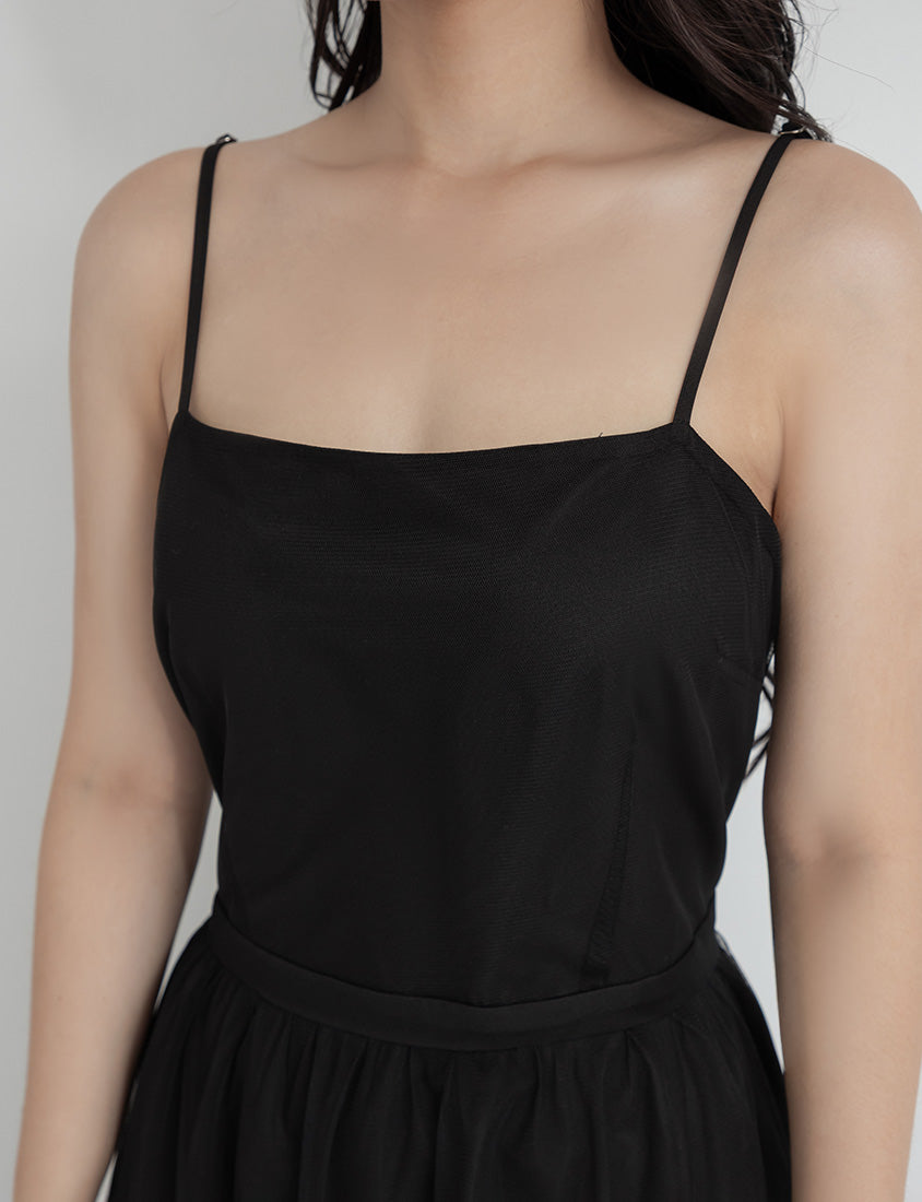 Romantic Adjustable Mesh Plus Size Cami Maxi Dress