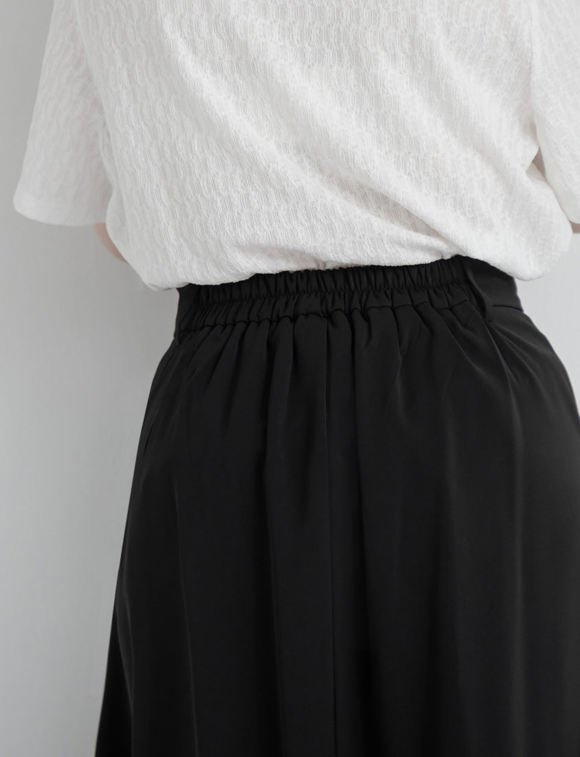 High Waist Double Button Pleated Chiffon Plus Size Skirt