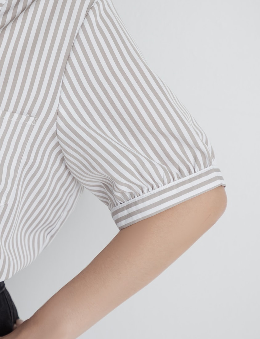 Faux Two Piece Stripe Collar Plus Size Top