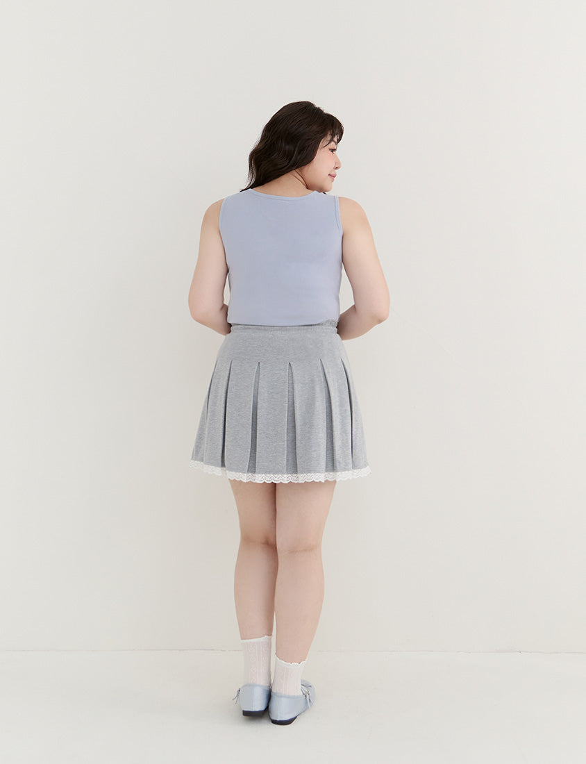 Pobra. Contrast Crew Neck Ribbed Plus Size Bra Tank Top