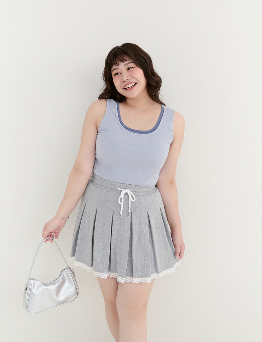 Pobra. Contrast Crew Neck Ribbed Plus Size Bra Tank Top
