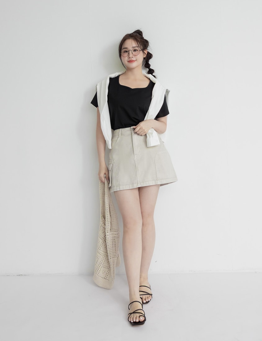 Upgraded 2.0! Sweetheart Neckline Plus Size Slim Tee