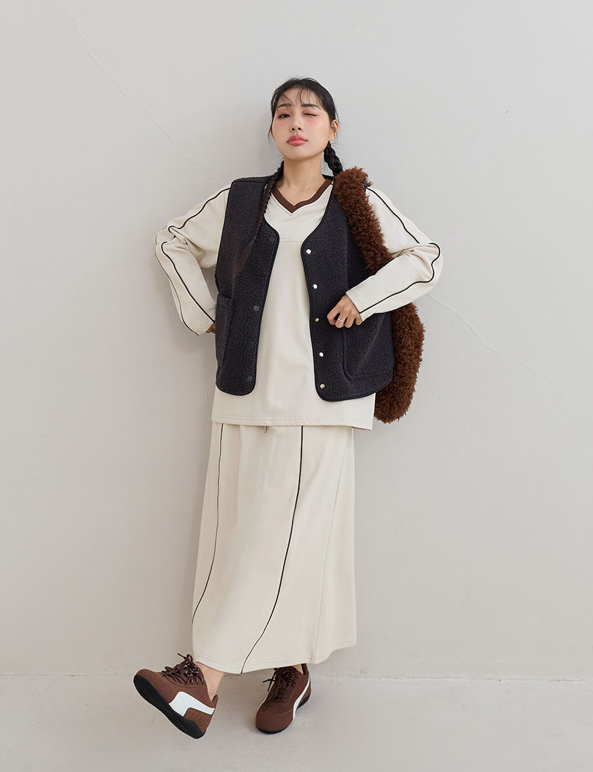 American Sporty Colorblock Oversized Long Sleeve Top (Unisex)