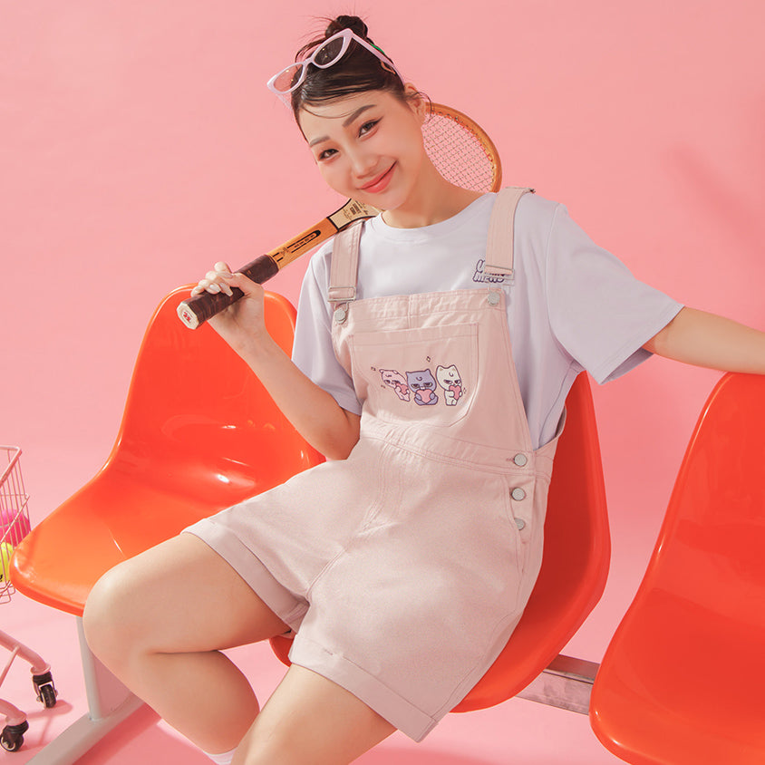 Poly Lulu x UGLY MEWS Collab Plus Size Overall Shorts