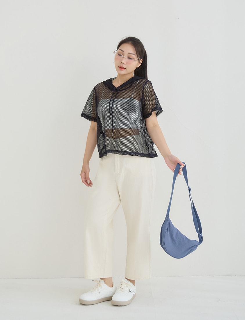 Casual Sporty Mesh Hooded Plus Size Top