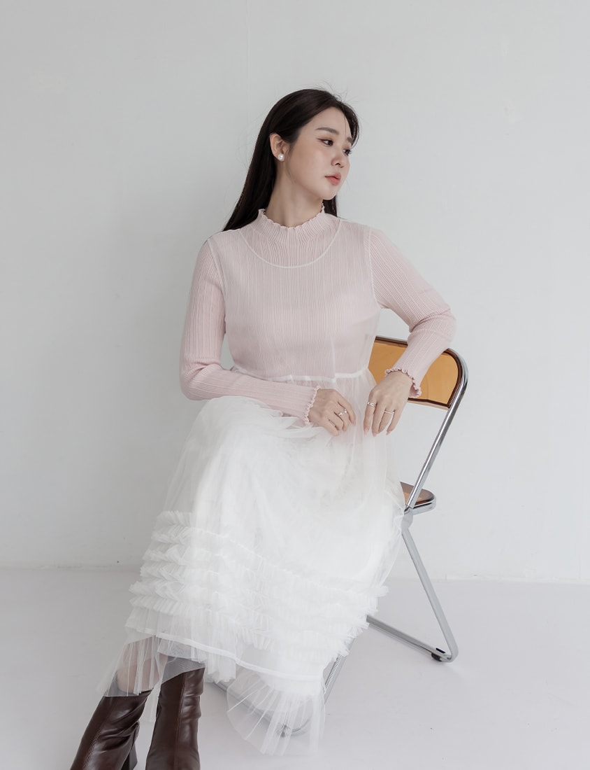 MISS. Layered Tulle Tie Sheer Plus Size Vest