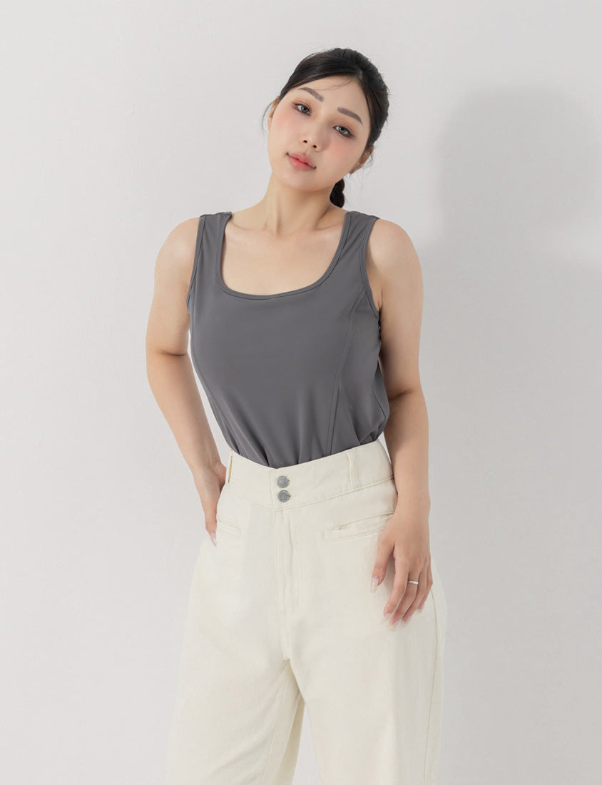 Slim Fit Wide Waistband Twill Plus Size Boyfriend Pants