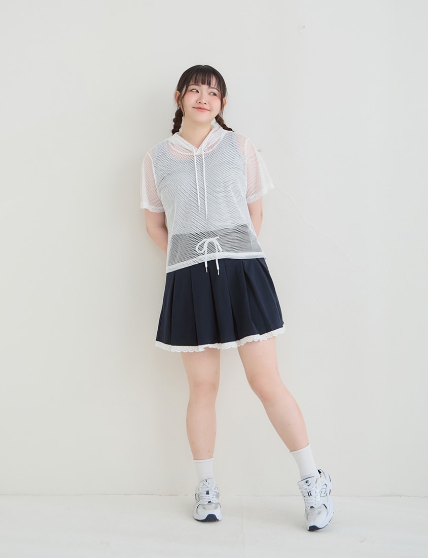 Casual Sporty Mesh Hooded Plus Size Top
