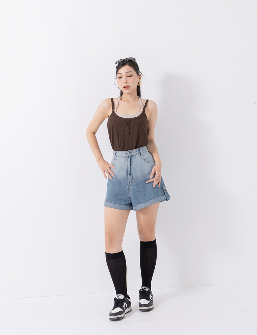 MUA! Gradient Cuffed Denim Plus Size Shorts