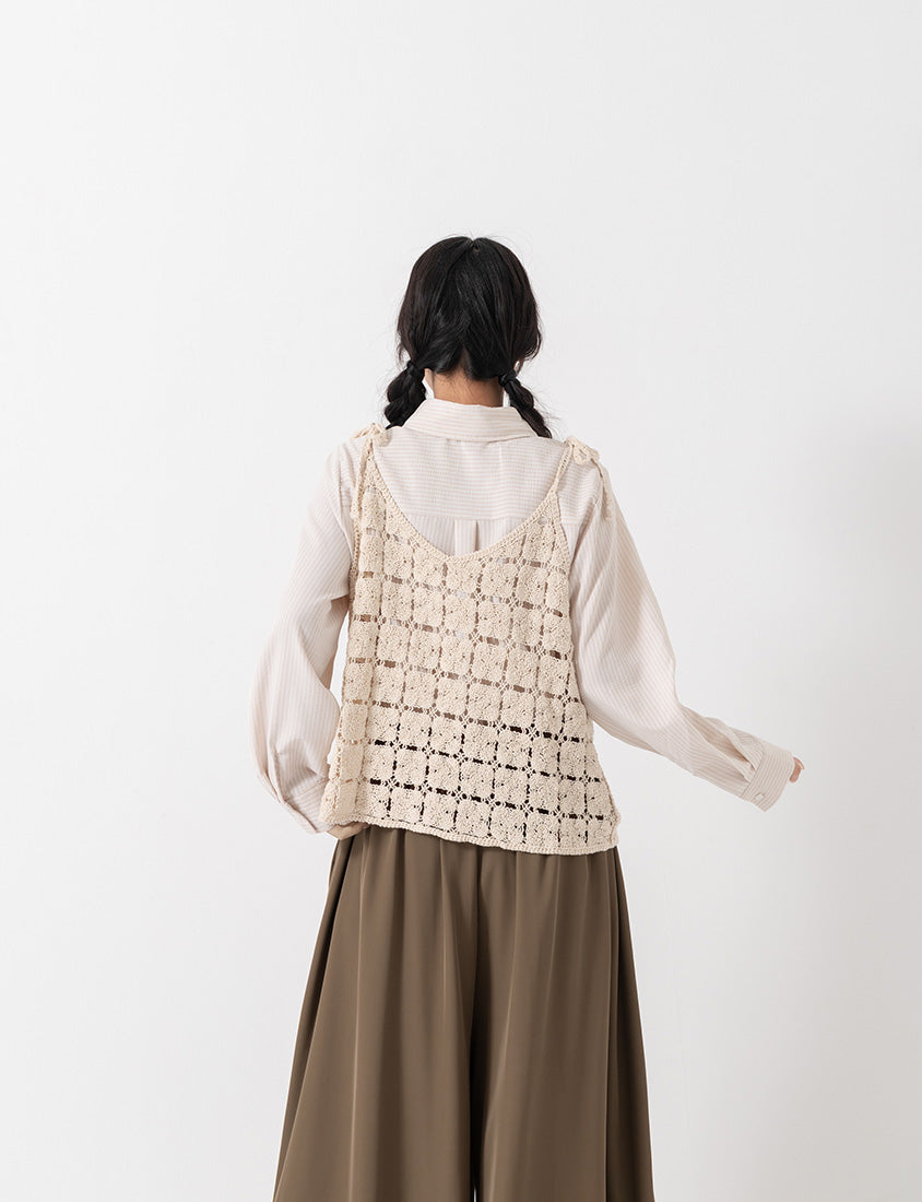 Japanese-Inspired Crochet Grid Plus Size  Vest