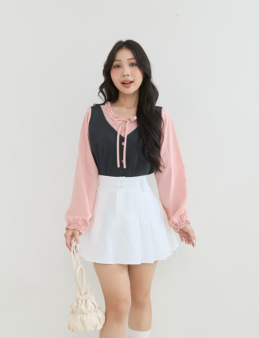 Slimming A-Line Pleated Plus Size Mini Skirt
