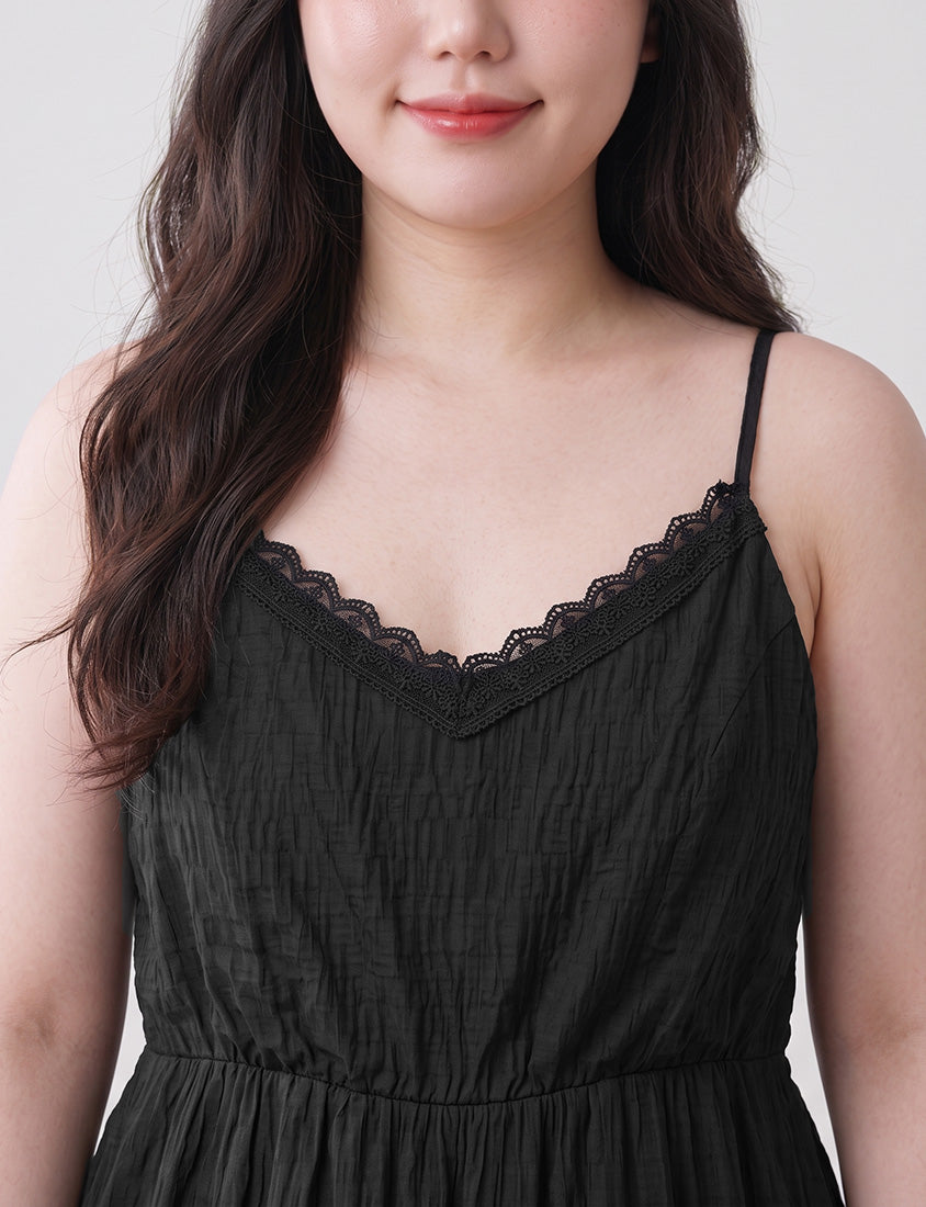 Sweet Lace Textured Plus Size Maxi Dress