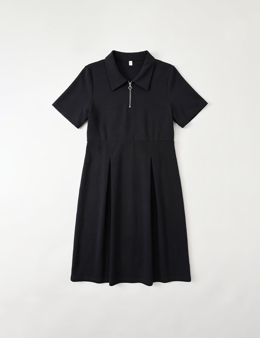 Collared Waffle-Knit Cinched Waist Plus Size Maxi Dress