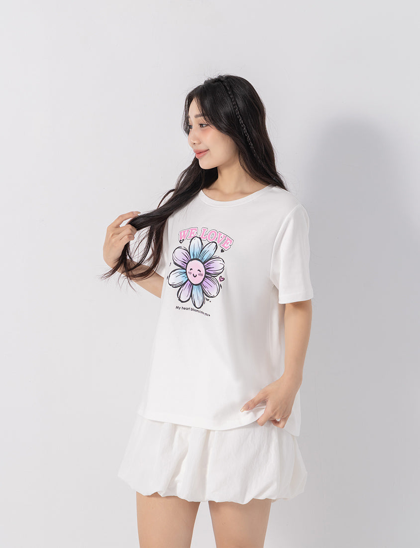 3D Gradient Floral Print Plus Size Tee