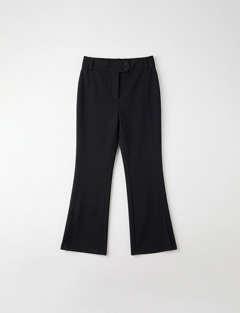 QQ Yogurt Touch Cotton Asymmetric Double-Button Plus Size Flare Pants