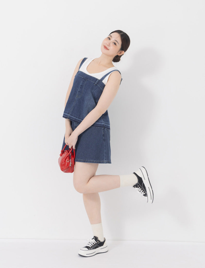 Tencel Denim Elastic Back Plus Size Strap Cami Vest