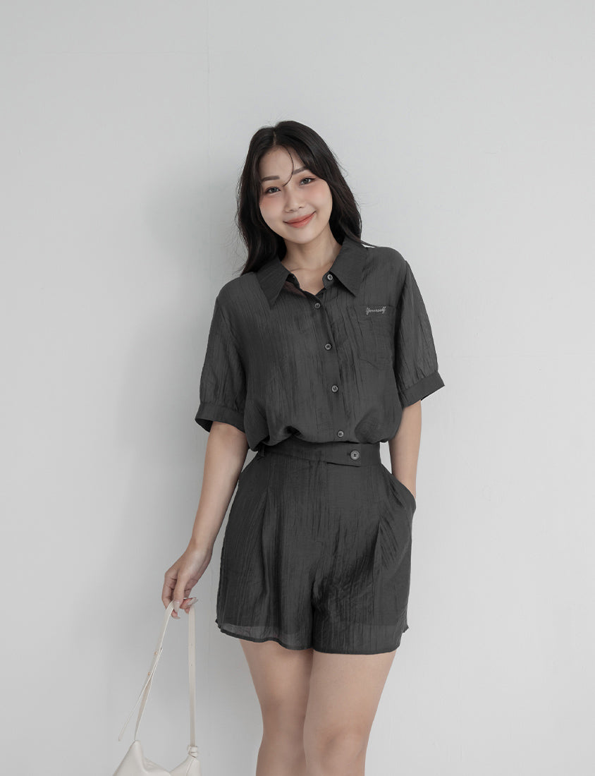 MISS. Lightweight Sheer Crinkle Plus Size Shirt