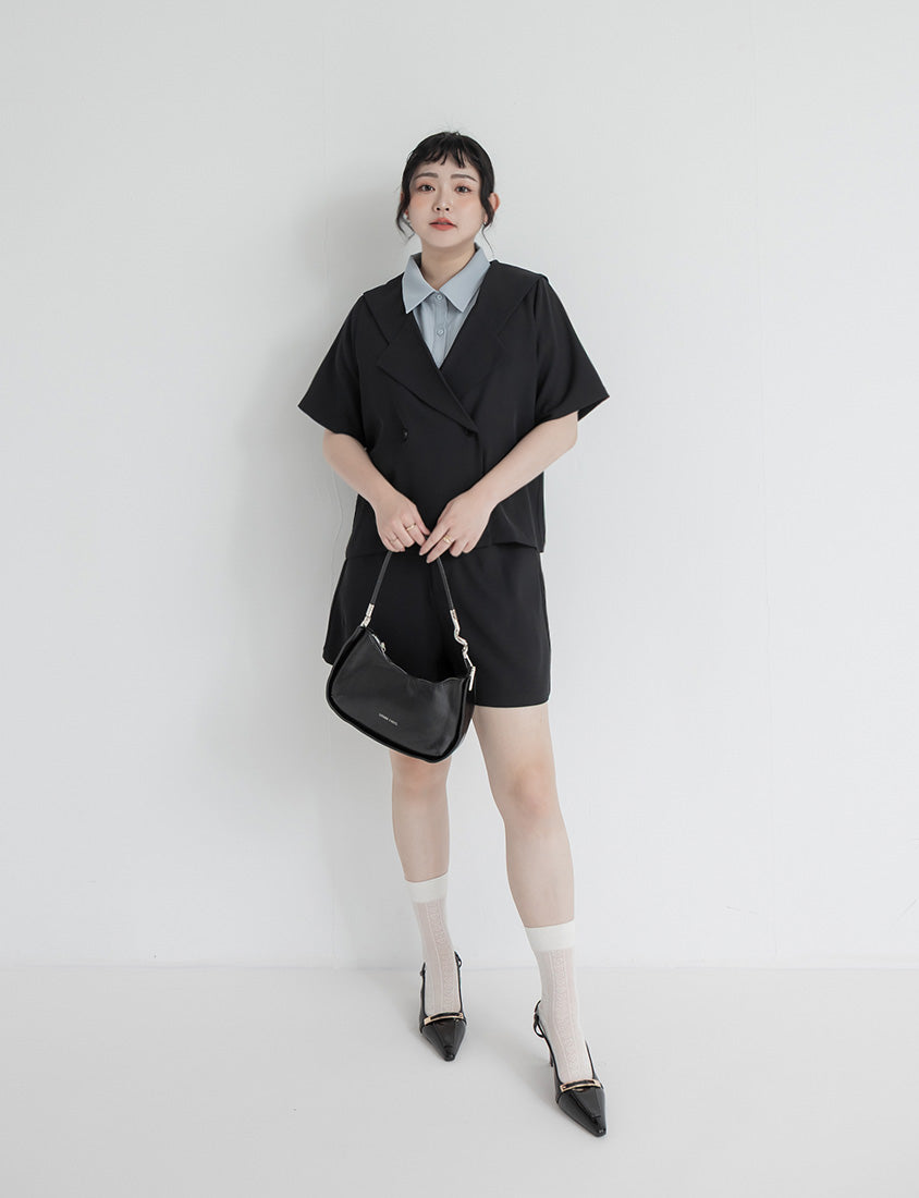MISS. Silky Cooling Sailor Collar Plus Size Blazer