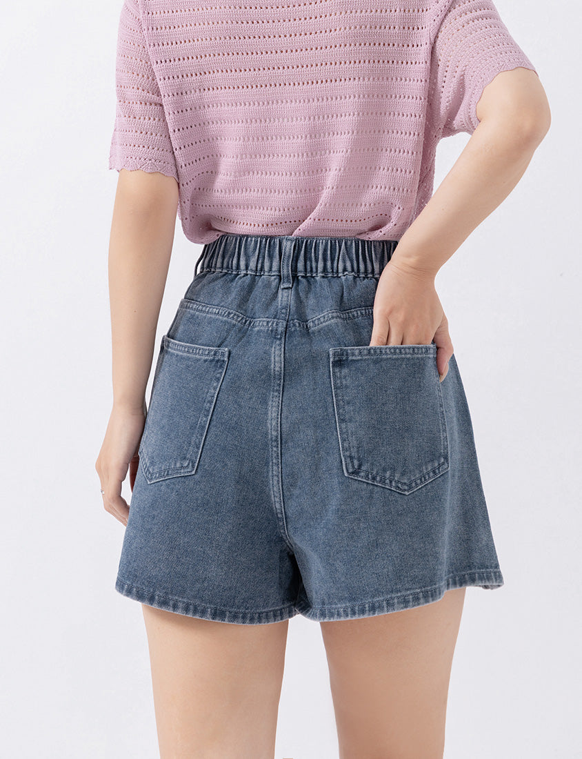 Slim Fit A-Line Wrap Plus Size Denim Skort
