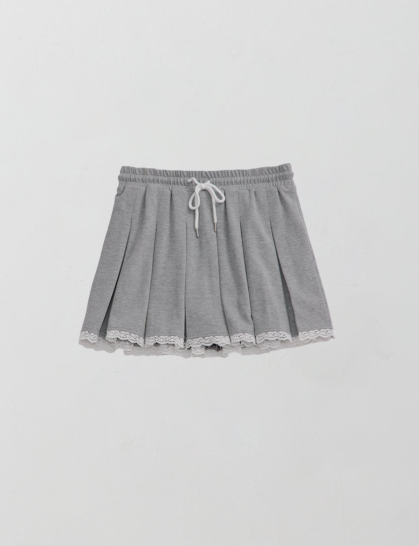 Sweet Lace Sporty Pleated Plus Size Mini Skirt