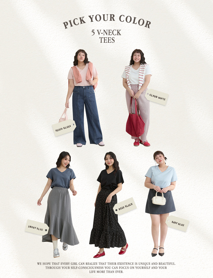 Upgraded 2.0! V-Neck Plus Size Slim Tee