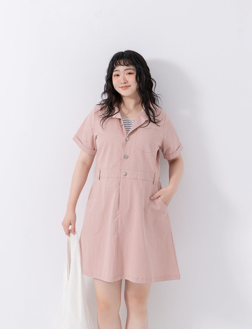 Faux Two Piece Lightweight Utility Twill Plus Size Dress